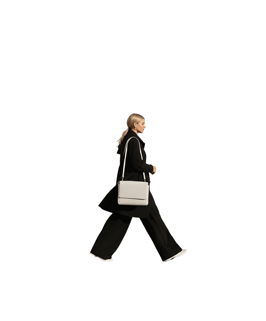 Woman walking mobile overlay