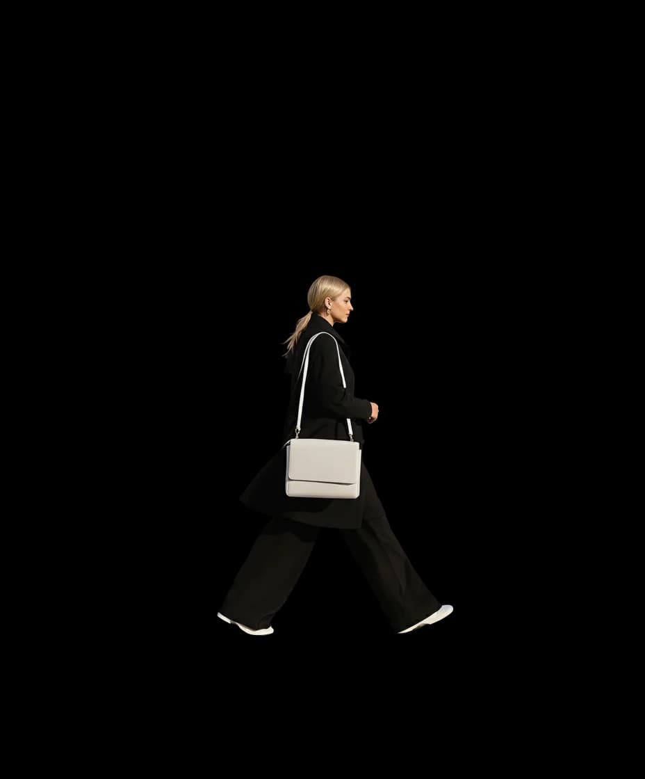 Woman walking mobile overlay